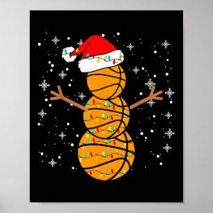 Christmas Bysketbyll Player Snowman Santa Bysketby Poster