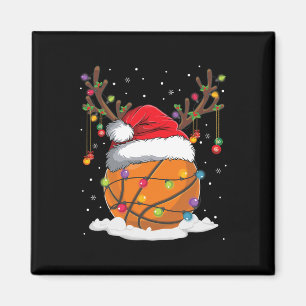 Christmas Bysketbyll Reindeer Fun Santa Hat Xmas K Magnet