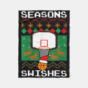 Christmas Bysketbyll Seasons Swishes Xmas Ugly Fleece Blanket