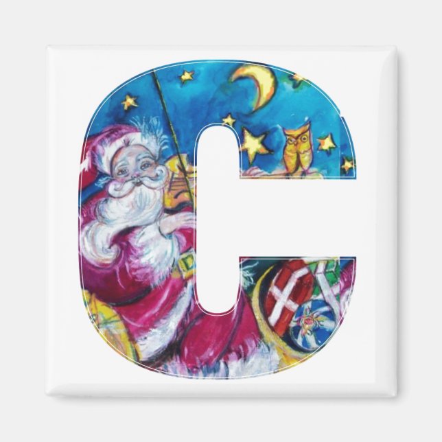CHRISTMAS C LETTER / INSPIRED SANTA MONOGRAM MAGNET (Front)