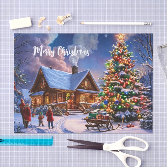Christmas Cabin – Cosy Forest Scene  Tissue Paper (Craft)