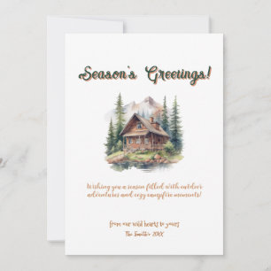 Christmas Cabin Evergreen mountain Outdoor Design Holiday Card