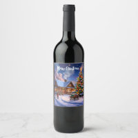 Christmas Cabin in the Forest Wine Label – Cosy