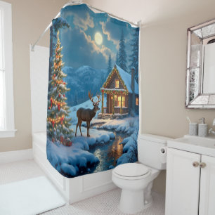 Christmas Cabin Shower Curtain