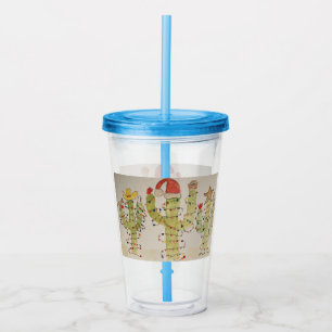 Christmas Cactus Acrylic Tumbler