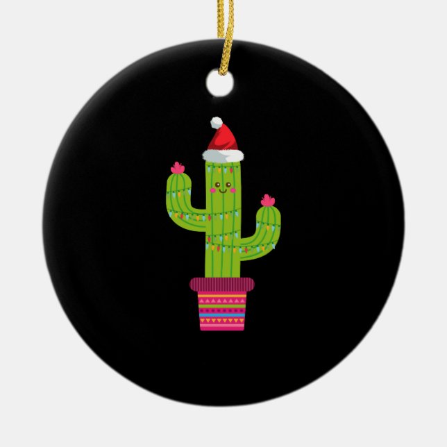 Christmas Cactus   Ceramic Tree Decoration (Front)
