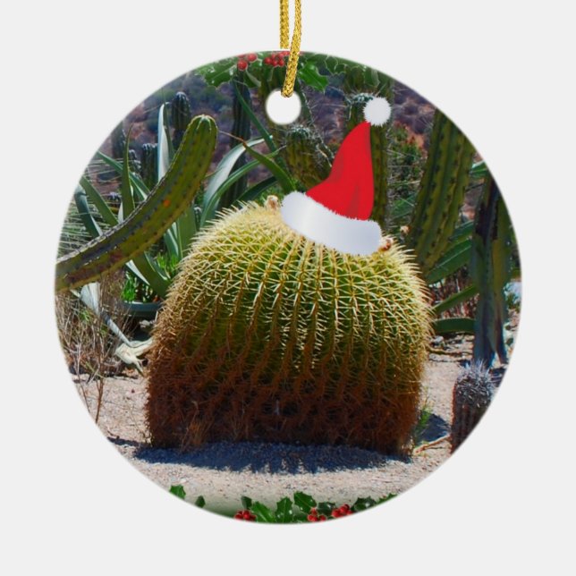 Christmas Cactus Ceramic Tree Decoration (Front)