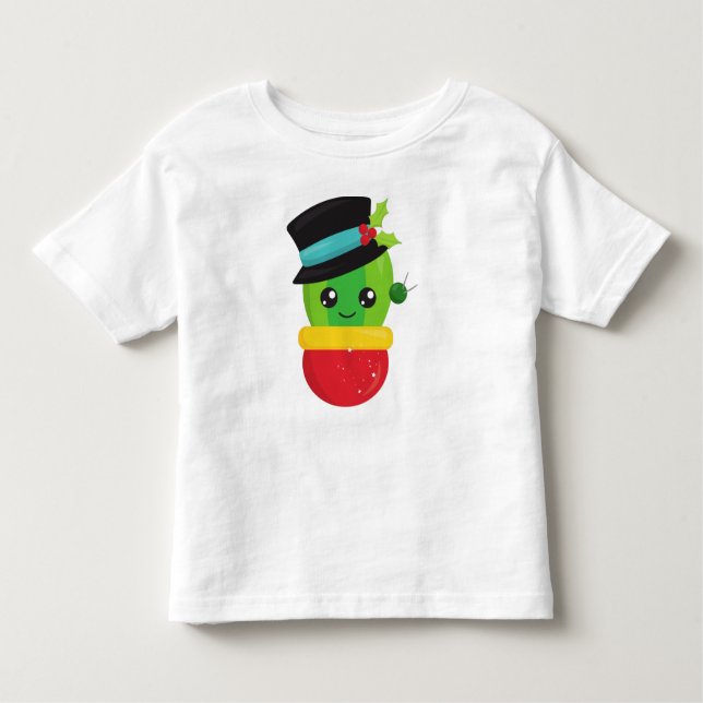 Christmas Cactus, Cute Cactus, Hat, Mistletoe Toddler T-Shirt (Front)