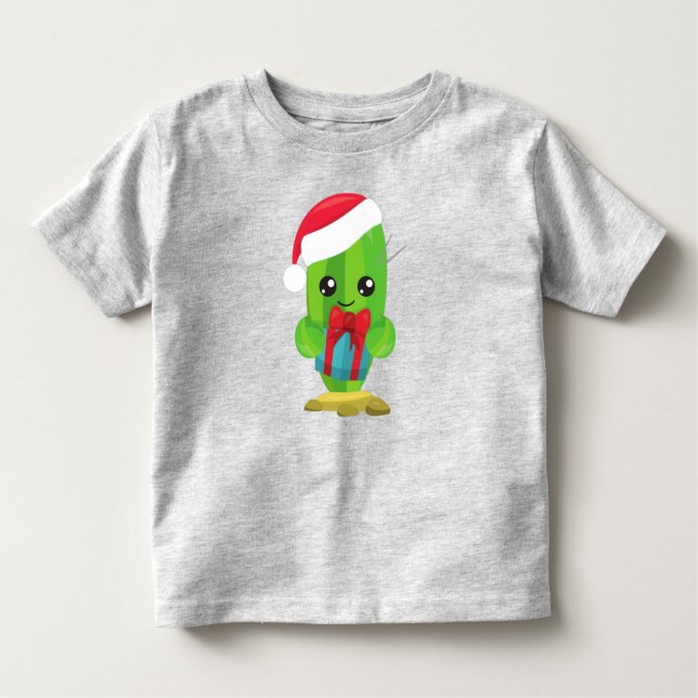 Christmas Cactus, Cute Cactus, Santa Hat, Gifts Toddler T-Shirt (Front)