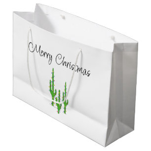 Christmas Cactus Desert Southwest Holiday Large Gift Bag