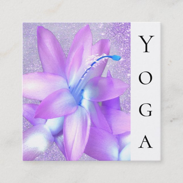 *~* Christmas Cactus Healer Floral Reiki Yoga Square Business Card (Front)