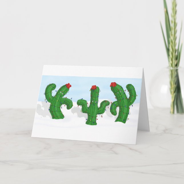 Christmas Cactus Holiday Greeting Card (Front)