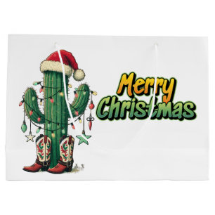 Christmas Cactus Large Gift Bag