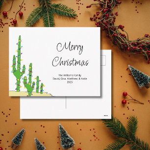 Christmas Cactus Southwestern Desert Holiday Postcard