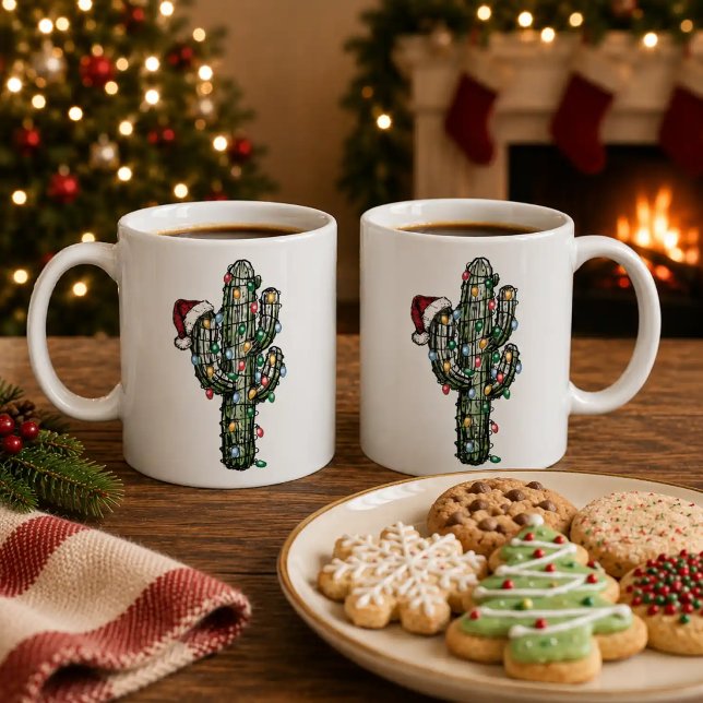 Christmas Cactus with Lights Coffee Mug (Creator Uploaded)