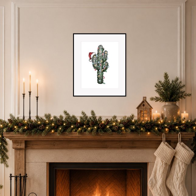 Christmas Cactus with Lights Poster (Bring quiet holiday charm to your home.)