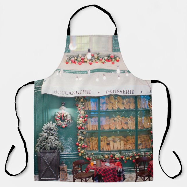 Christmas cafe bakery exterior with Christmas deco Apron (Front)
