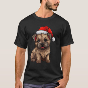 Christmas Cairn Terrier Dog Santa Hat Funny Xmas K T-Shirt