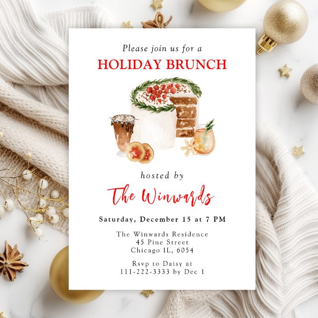 Christmas Cake and Cookies Holiday Brunch Invitation (Creator Uploaded)