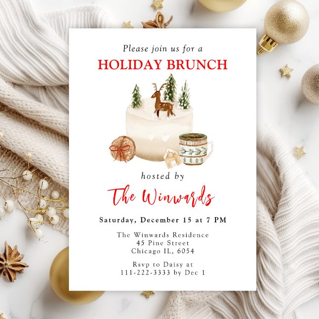 Christmas Cake and Cookies Holiday Brunch Invitation (Creator Uploaded)