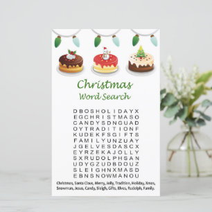 Christmas cake christmas word search game