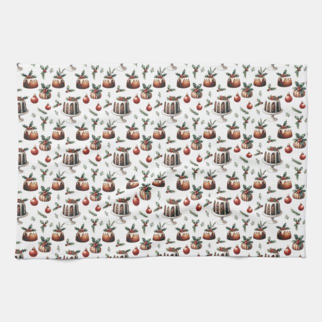 Christmas cake pattern tea towel (Horizontal)