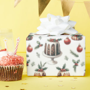 Christmas cake pattern wrapping paper