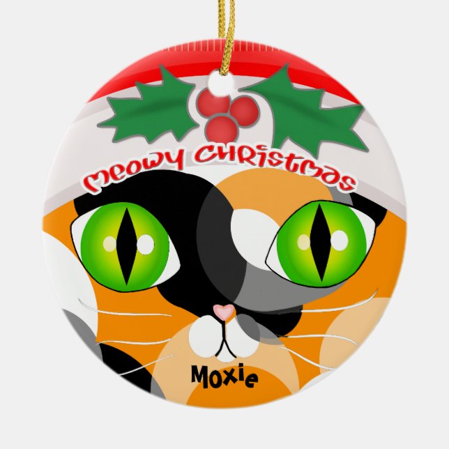 Christmas Calico Cat Lover's Ornament (Front)