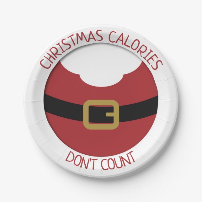 Christmas calories Santa's belly red suit Paper Plate (Front)