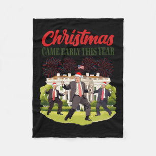 Christmas Came Early This Year Funny Santa Trump P Fleece Blanket