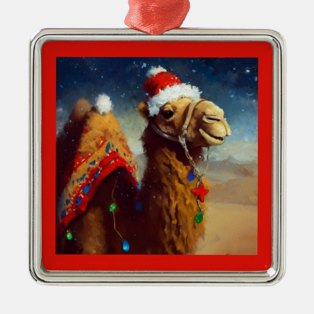 Christmas Camel 3 Metal Tree Decoration (Front)