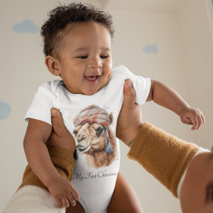 Christmas Camel, customisable Baby Bodysuit