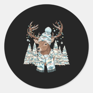 Christmas Camo Hunting Reindeer Pajamas With Deer  Classic Round Sticker