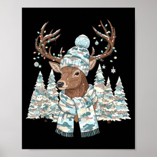 Christmas Camo Hunting Reindeer Pajamas With Deer  Poster