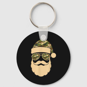 Christmas Camo Santa Sungles Hat Beard Cool Milita Key Ring
