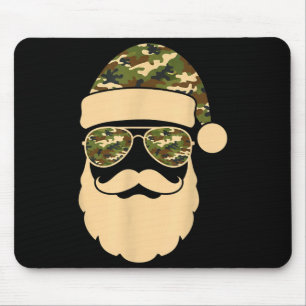 Christmas Camo Santa Sungles Hat Beard Cool Milita Mouse Pad