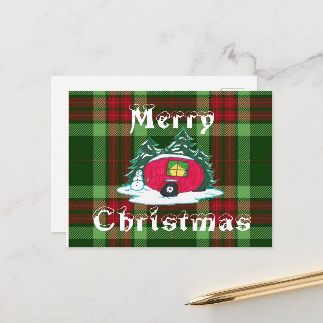 Christmas camper holiday postcard (Front/Back In Situ)