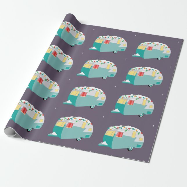 Christmas Camper Wrapping Paper (Unrolled)