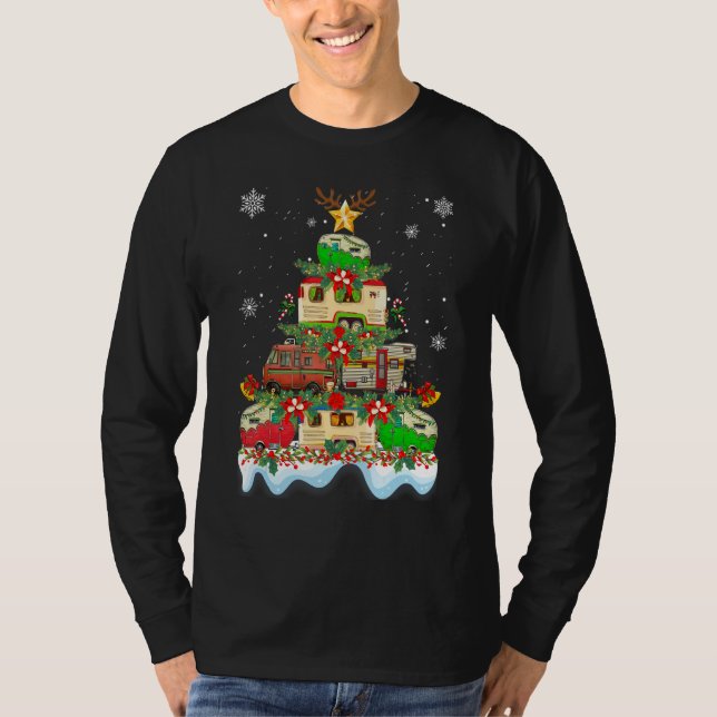 Christmas Camping  X mas Camping Truck Tree Camper T-Shirt (Front)