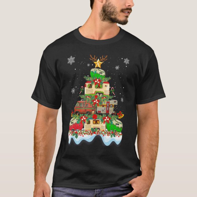 Christmas Camping  X mas Camping Truck Tree Camper T-Shirt (Front)