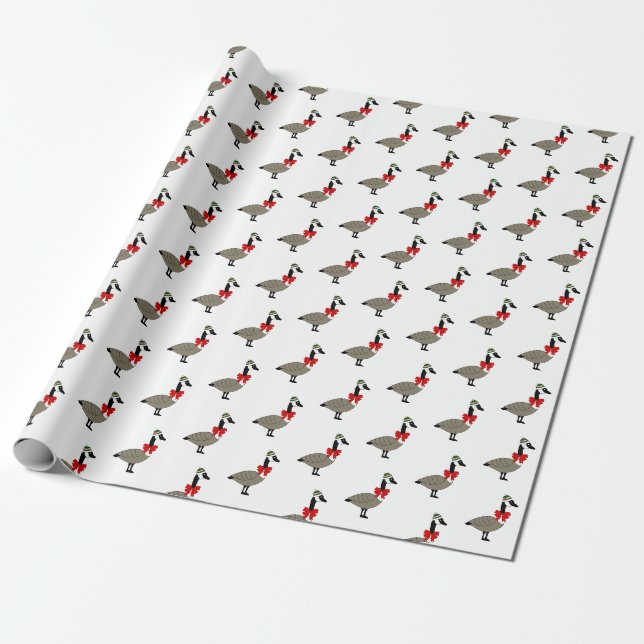 Christmas Canadian Geese Wrapping Paper (Unrolled)