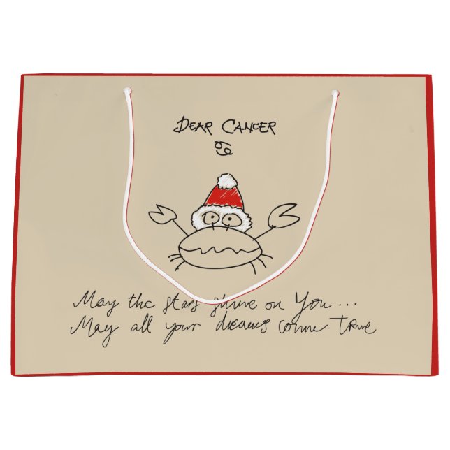 Christmas Cancer Astrology Horoscope Red Elegant Large Gift Bag (Front)