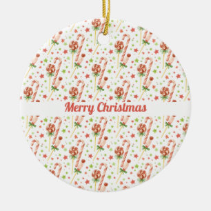 Christmas Candies Pattern Personalised Ornament