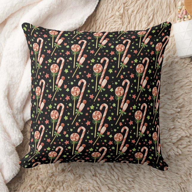 Christmas Candies Pattern Throw Pillow (Blanket)