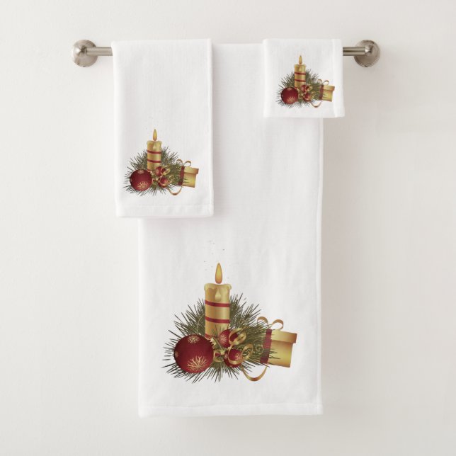 Christmas Candle Bath Towel Set (Insitu)
