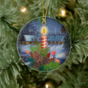 Christmas candle ceramic tree decoration