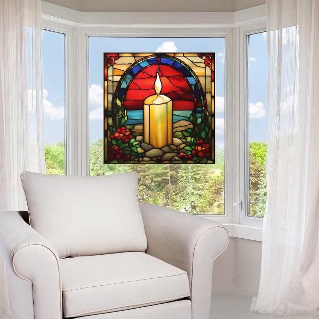Christmas Candle Faux Stained Glass Window Cling (Creator Uploaded)