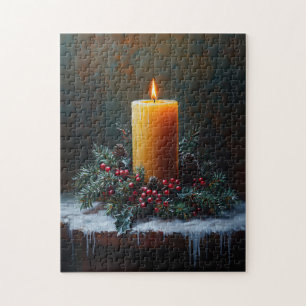 Christmas Candle Holly Wreath Jigsaw Puzzle