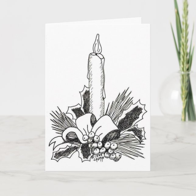 Christmas Candle Illustrated Christmas Card (Front)
