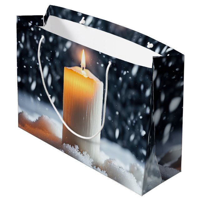 Christmas Candle In Snow Large Gift Bag (Back Angled)